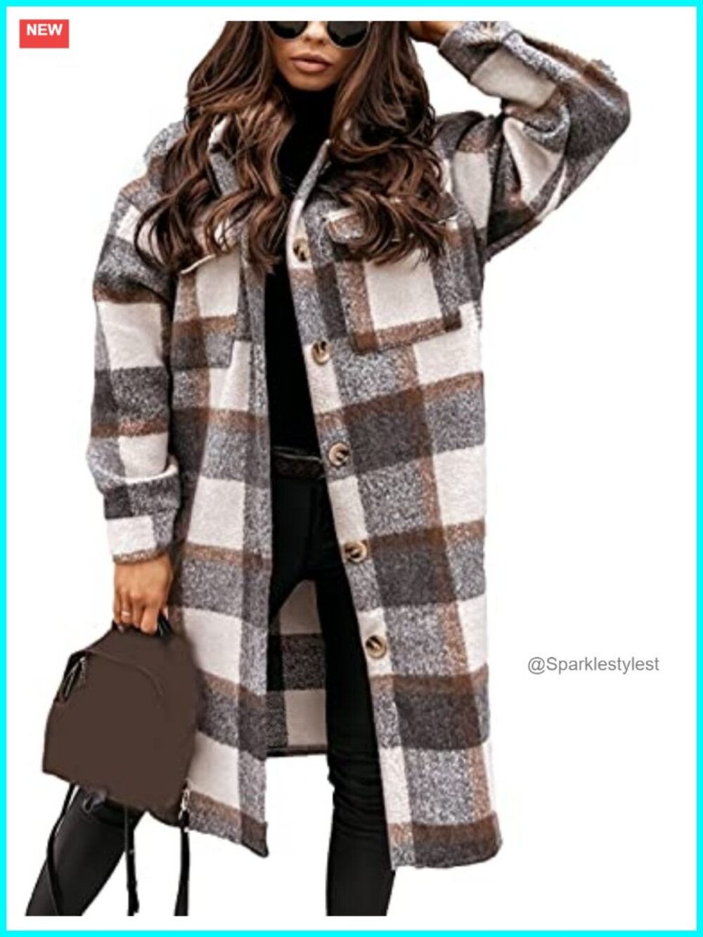Women Plaid Flannel Shacket Oversized Button Down Long Shirt Jacket